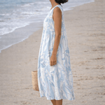 VESTIDO MIDI CON ESTAMPADO DE HOJAS - VALERINA MARBELLA