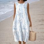 VESTIDO MIDI CON ESTAMPADO DE HOJAS - VALERINA MARBELLA