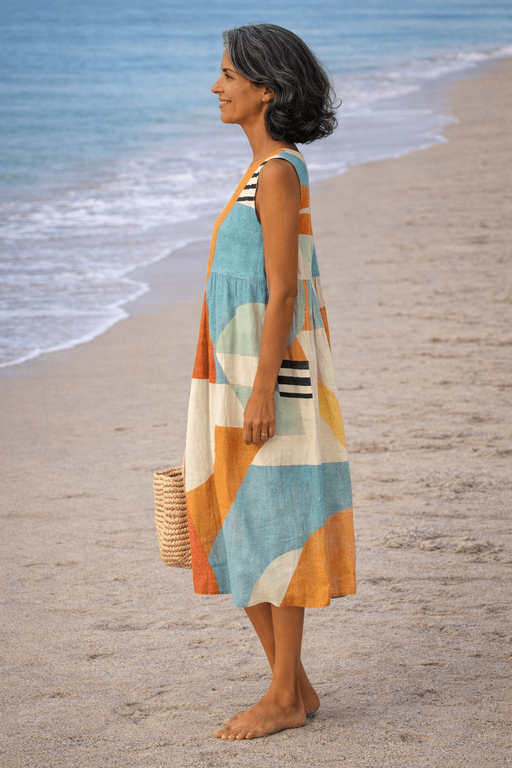 VESTIDO MIDI DE DISEÑO GEOMÉTRICO - VALERINA MARBELLA