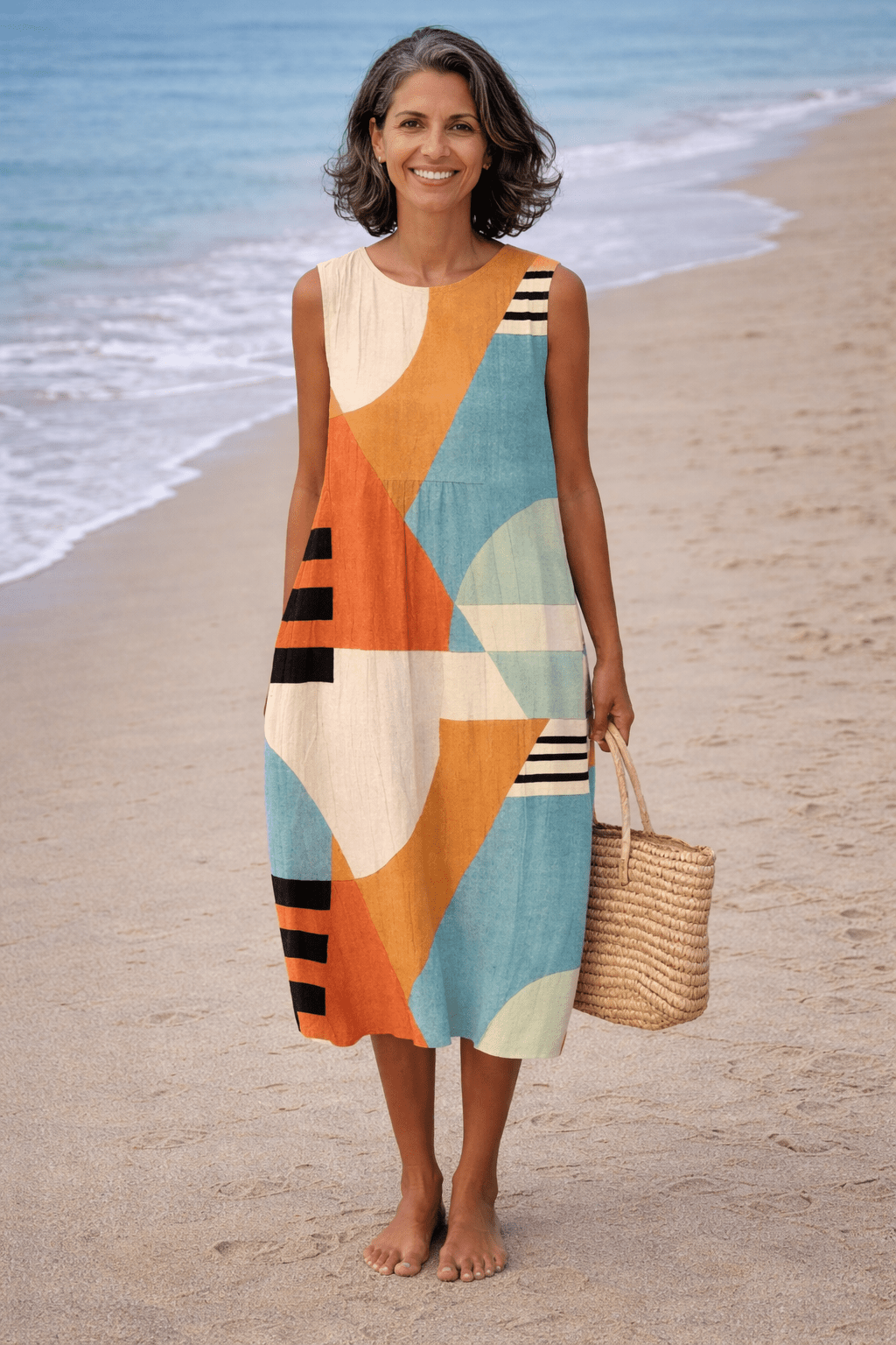 VESTIDO MIDI DE DISEÑO GEOMÉTRICO - VALERINA MARBELLA