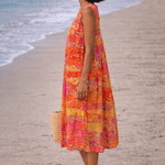 VESTIDO MIDI EN TONOS ATARDECER - VALERINA MARBELLA