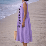 VESTIDO MIDI CON FLORES VIOLETAS - VALERINA MARBELLA