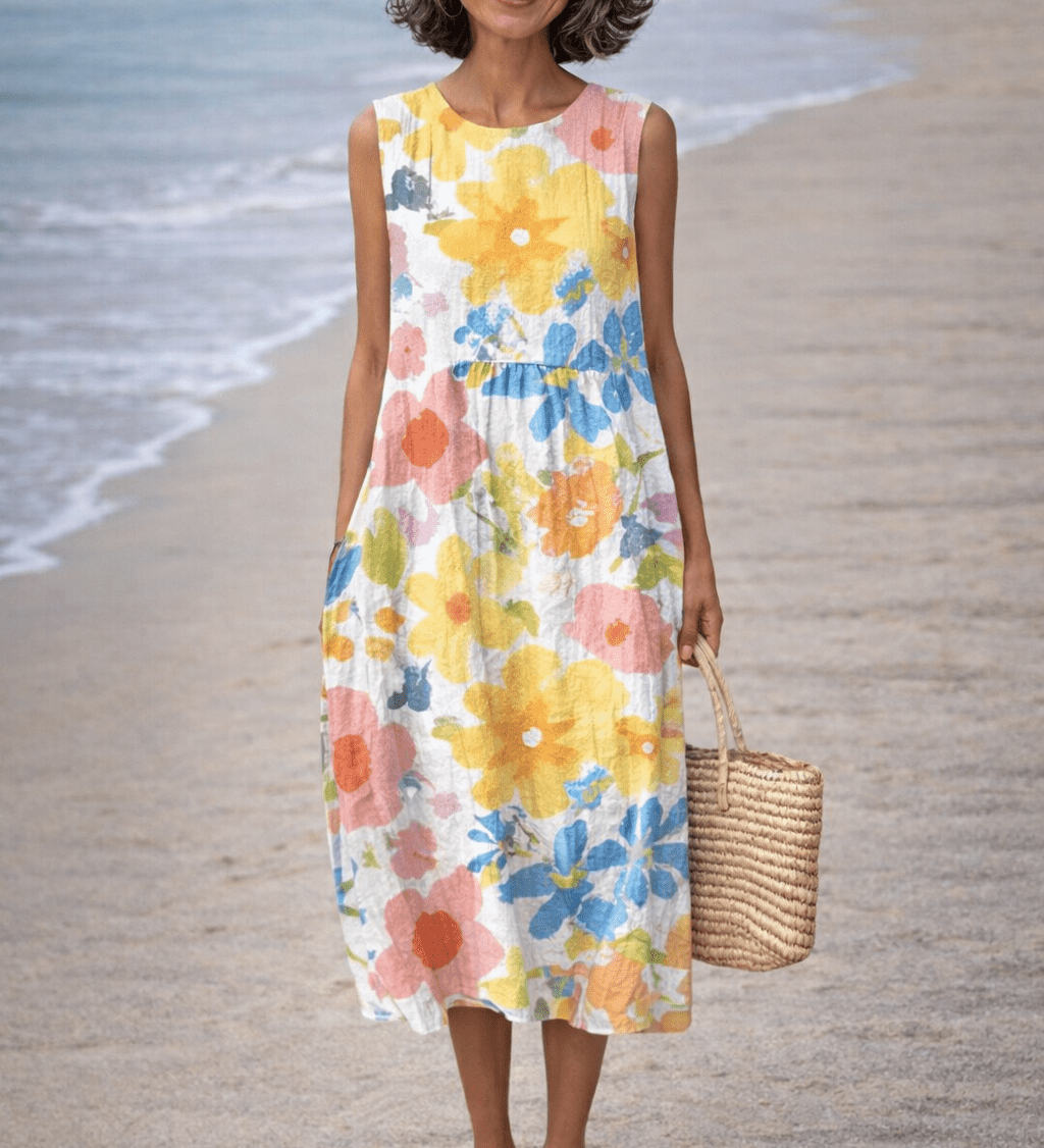 VESTIDO MIDI DE FLORES SUAVES - VALERINA MARBELLA