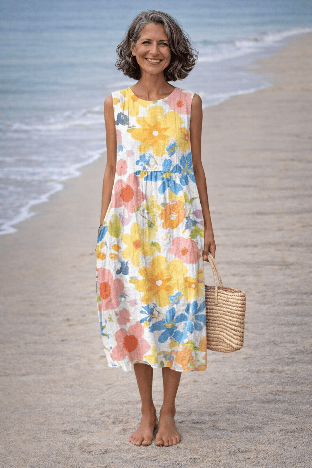 VESTIDO MIDI DE FLORES SUAVES - VALERINA MARBELLA