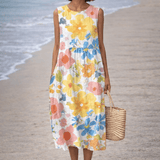 VESTIDO MIDI DE FLORES SUAVES - VALERINA MARBELLA
