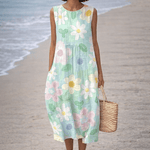 VESTIDO MIDI FLORAL EN TONOS PASTEL - VALERINA MARBELLA