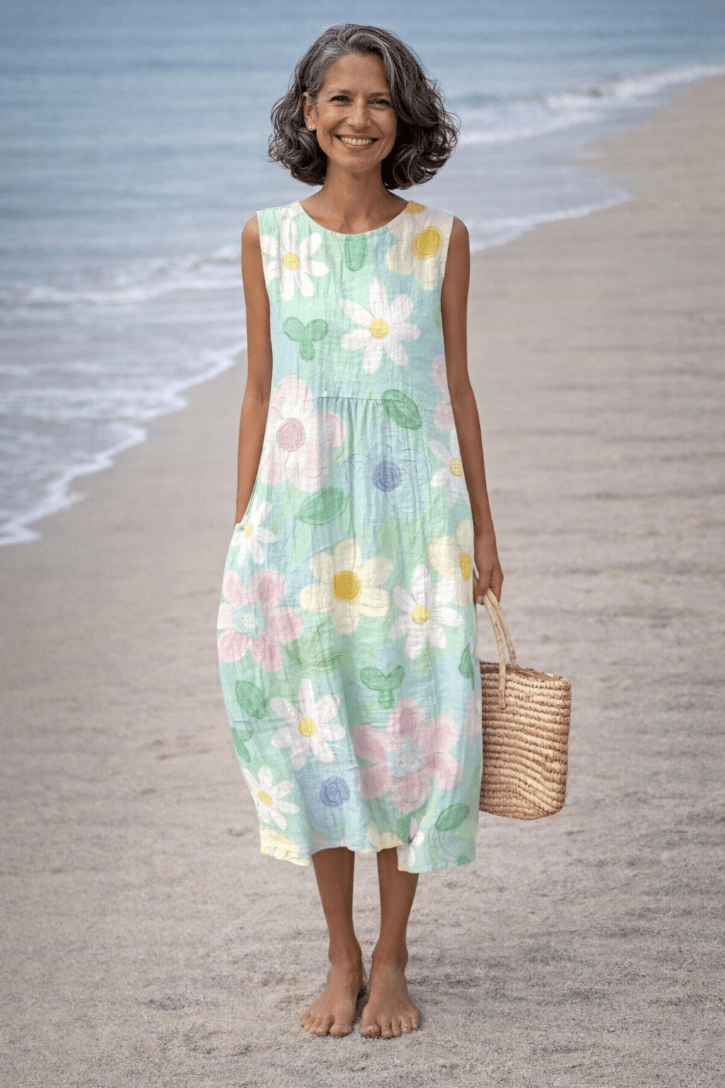 VESTIDO MIDI FLORAL EN TONOS PASTEL - VALERINA MARBELLA