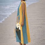 VESTIDO VINTAGE CON ESTAMPADO ARTÍSTICO DE GATOS - VALERINA MARBELLA