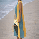 VESTIDO VINTAGE CON ESTAMPADO ARTÍSTICO DE GATOS - VALERINA MARBELLA