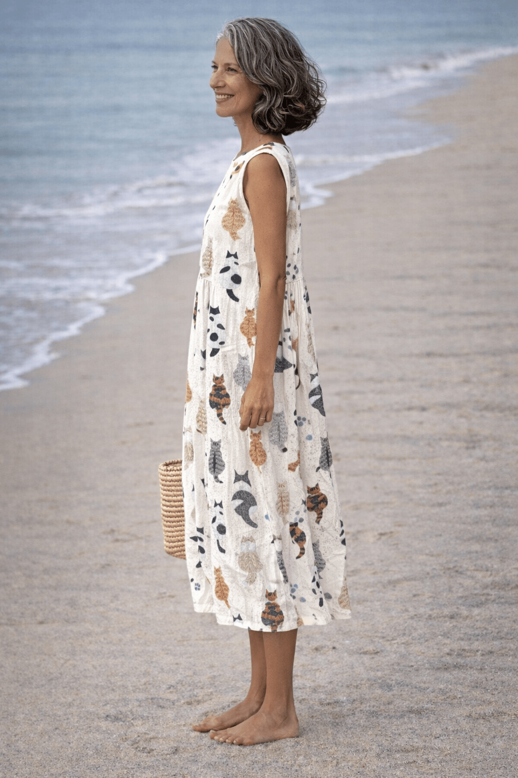 VESTIDO MIDI CON GATOS DULCES - VALERINA MARBELLA