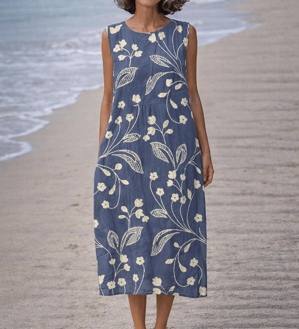 VESTIDO MIDI SIN MANGAS FLORAL VINTAGE - VALERINA MARBELLA