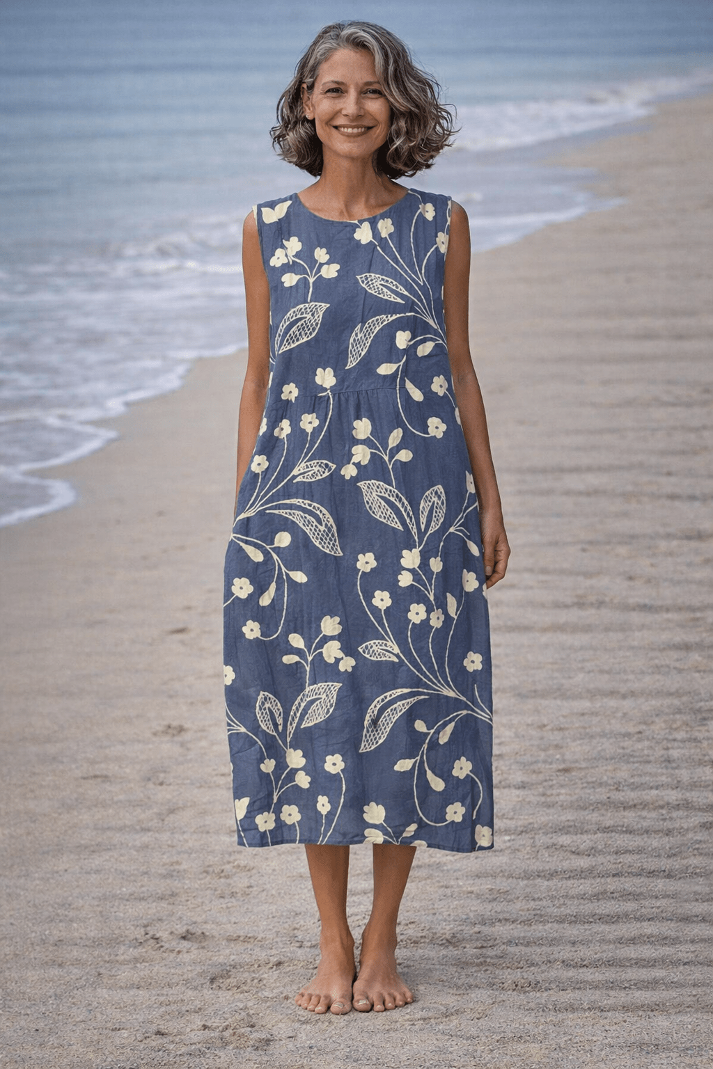 VESTIDO MIDI SIN MANGAS FLORAL VINTAGE - VALERINA MARBELLA