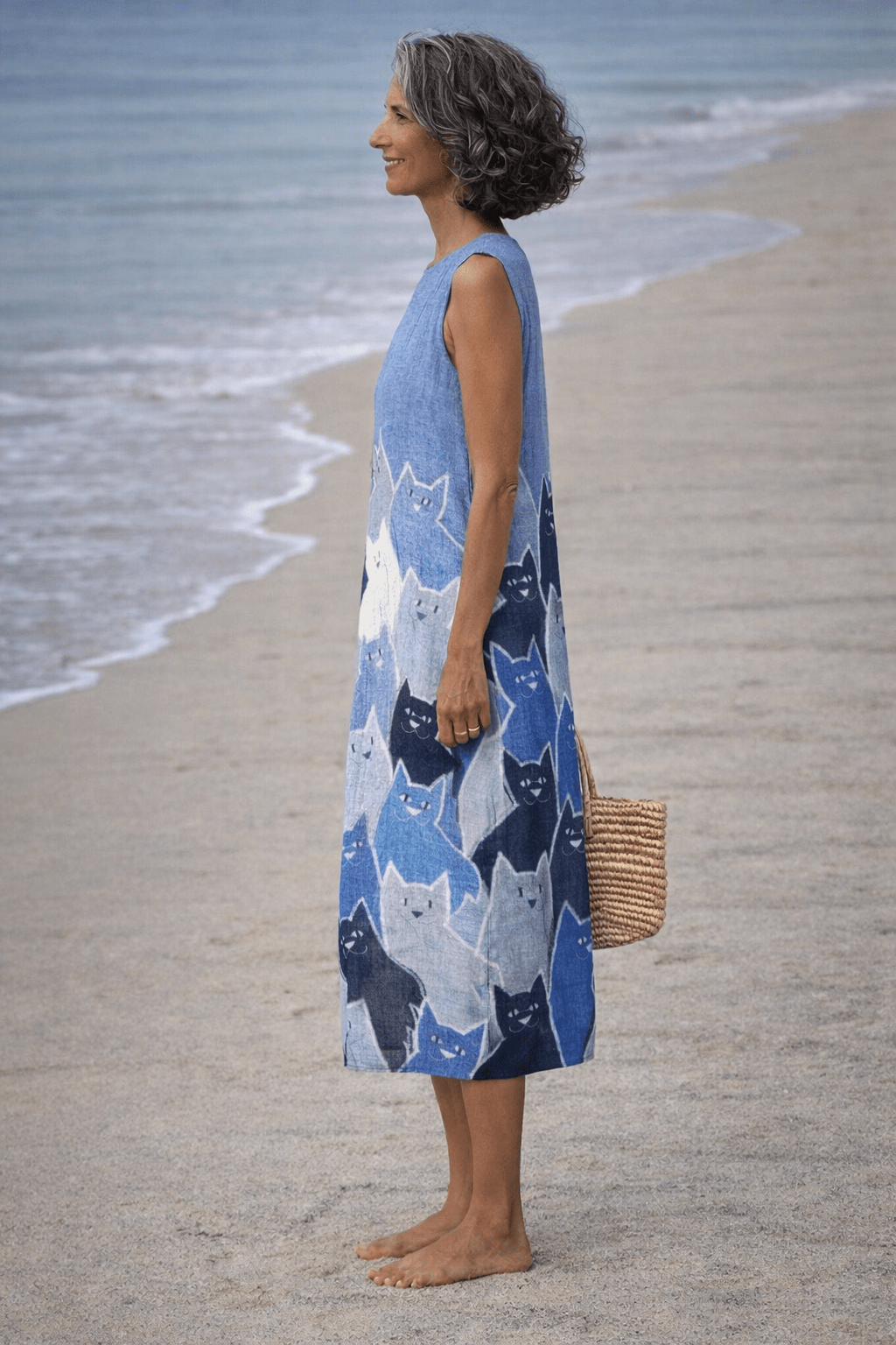 VESTIDO MIDI PATCHWORK CON GATOS - VALERINA MARBELLA