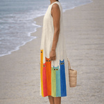 VESTIDO MIDI CON GATOS COLORIDOS - VALERINA MARBELLA