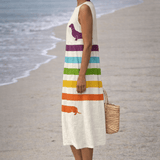 VESTIDO MIDI CON ESTAMPADO DE PERROS SALCHICHA - VALERINA MARBELLA