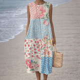 VESTIDO MIDI PATCHWORK MULTICOLOR - VALERINA MARBELLA
