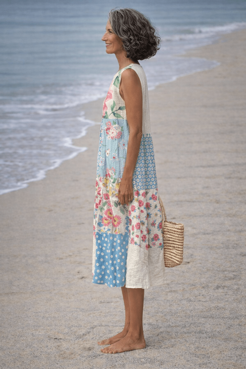 VESTIDO MIDI PATCHWORK MULTICOLOR - VALERINA MARBELLA