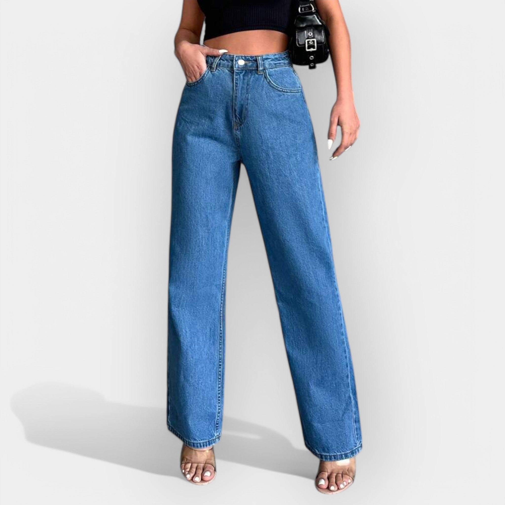 JEANS DE CINTURA ALTA CON CORTE HOLGADO