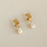 PENDIENTES VINTAGE PLAQUÉ ORO & PERLA