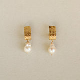 PENDIENTES VINTAGE PLAQUÉ ORO & PERLA