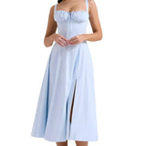 VESTIDO CON DETALLE DE CORSET Y CINTURA MARCADA