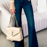 Margovil Raw Hem Flare Bottoms Denim Pants