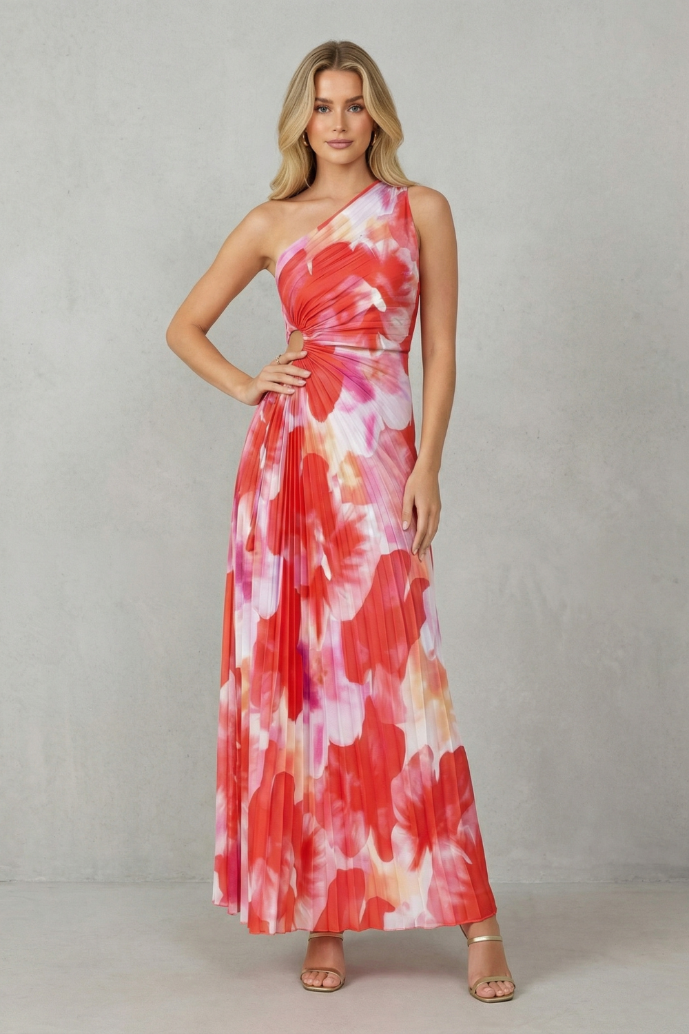 Juniper – Bold bloom – Women’s One-Shoulder Printed Maxi Dress