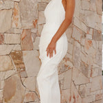 Katherina Elegant Pleated Asymmetrical Front Maxi Dress