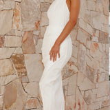 Katherina Elegant Pleated Asymmetrical Front Maxi Dress