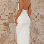 Katherina Elegant Pleated Asymmetrical Front Maxi Dress