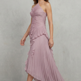Lavirea – Sculpted pleats – One-shoulder midi dress