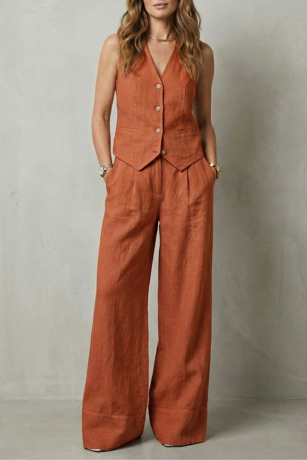 Linéaura – Relaxed tailored elegance – Vest and pants set