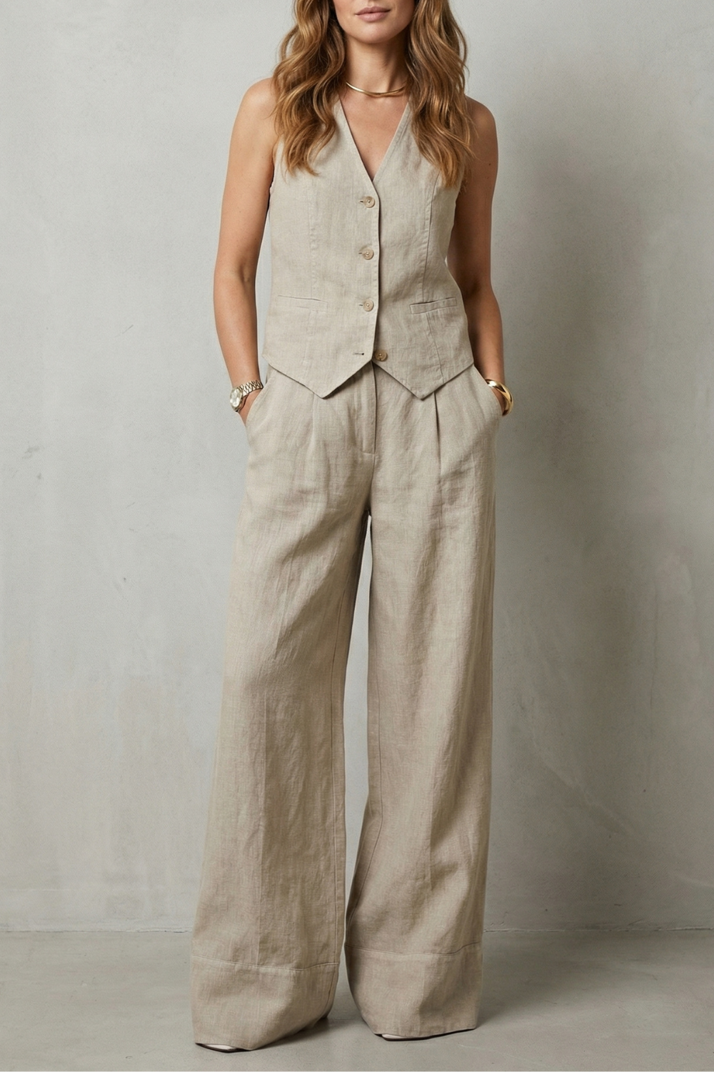 Linéaura – Relaxed tailored elegance – Vest and pants set