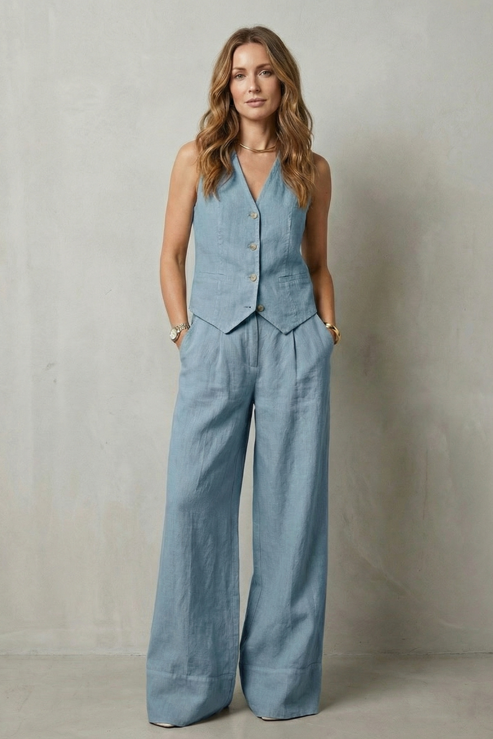 Linéaura – Relaxed tailored elegance – Vest and pants set