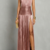 Luminara – Metallic draped elegance – Maxi dress