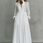 Lunarelle – Timeless minimalism – Mao collar maxi dress