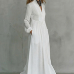 Lunarelle – Timeless minimalism – Mao collar maxi dress