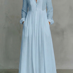 Lunarelle – Timeless minimalism – Mao collar maxi dress
