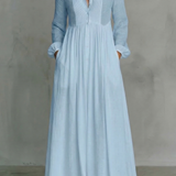 Lunarelle – Timeless minimalism – Mao collar maxi dress
