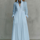 Lunarelle – Timeless minimalism – Mao collar maxi dress