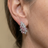 PENDIENTES FLOR ROSADA | ORO BLANCO