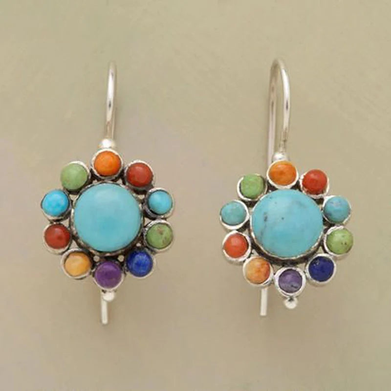 PENDIENTES MULTICOLORE TURQUESA ARO