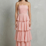 Margaret – Soft cascading layers – Strapless tiered maxi dress