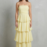 Margaret – Soft cascading layers – Strapless tiered maxi dress