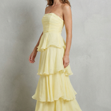 Margaret – Soft cascading layers – Strapless tiered maxi dress