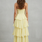 Margaret – Soft cascading layers – Strapless tiered maxi dress