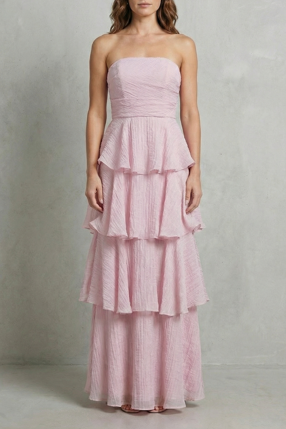 Margaret – Soft cascading layers – Strapless tiered maxi dress
