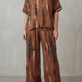 Marie – Abstract Print Detail – Wide-Leg Lounge Set