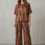 Marie – Abstract Print Detail – Wide-Leg Lounge Set