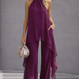 CONJUNTO MORADO HALTER CON PANTALÓN